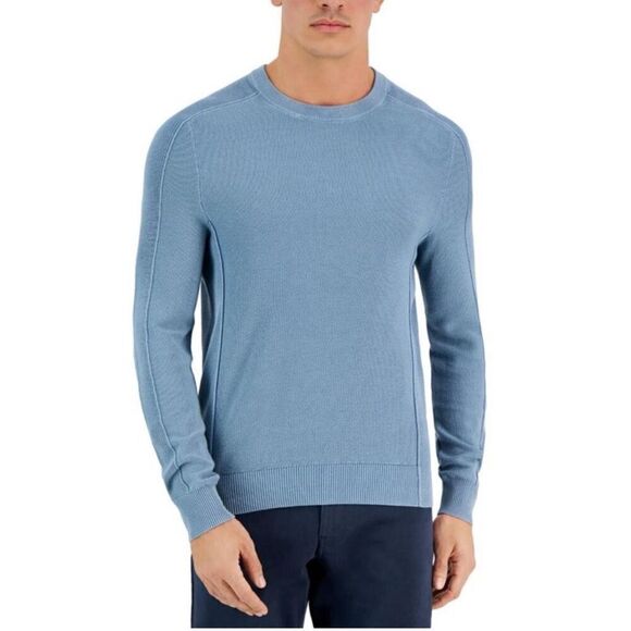 Michael Kors Men's Garment Dyed Crewneck Sweater Chambray Blue - Picture 1 of 9